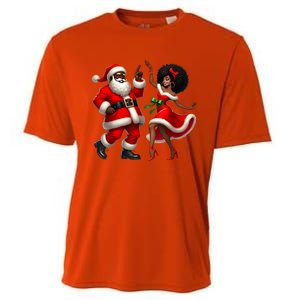 American Christmas African Santa Mrs Claus Dancing Xmas African Gift Cooling Performance Crew T-Shirt