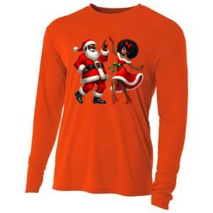 American Christmas African Santa Mrs Claus Dancing Xmas African Gift Cooling Performance Long Sleeve Crew