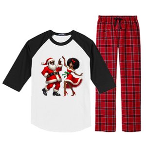 American Christmas African Santa Mrs Claus Dancing Xmas African Gift Raglan Sleeve Pajama Set