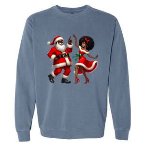 American Christmas African Santa Mrs Claus Dancing Xmas African Gift Garment-Dyed Sweatshirt