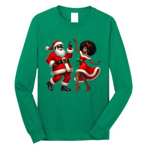 American Christmas African Santa Mrs Claus Dancing Xmas African Gift Long Sleeve Shirt