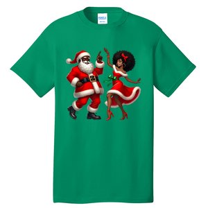 American Christmas African Santa Mrs Claus Dancing Xmas African Gift Tall T-Shirt