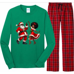 American Christmas African Santa Mrs Claus Dancing Xmas African Gift Long Sleeve Pajama Set