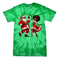 American Christmas African Santa Mrs Claus Dancing Xmas African Gift Tie-Dye T-Shirt