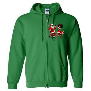 American Christmas African Santa Mrs Claus Dancing Xmas African Gift Full Zip Hoodie