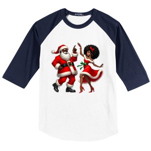 American Christmas African Santa Mrs Claus Dancing Xmas African Gift Baseball Sleeve Shirt