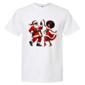 American Christmas African Santa Mrs Claus Dancing Xmas African Gift Garment-Dyed Heavyweight T-Shirt