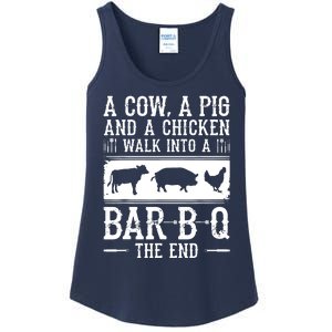 A Cow A Pig And A Chicken Walk Into A Bar B Q The End BBQ A Bar B Q The End BBQ Ladies Essential Tank