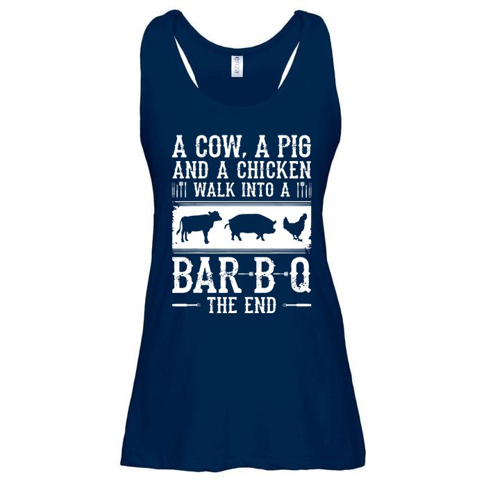 A Cow A Pig And A Chicken Walk Into A Bar B Q The End BBQ A Bar B Q The End BBQ Ladies Essential Flowy Tank