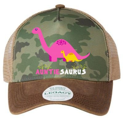 Auntiesaurus Cute Auntie Saurus Dinosaur Aunt Matching Legacy Tie Dye Trucker Hat