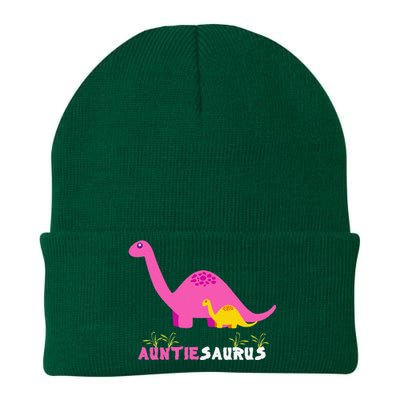 Auntiesaurus Cute Auntie Saurus Dinosaur Aunt Matching Knit Cap Winter Beanie