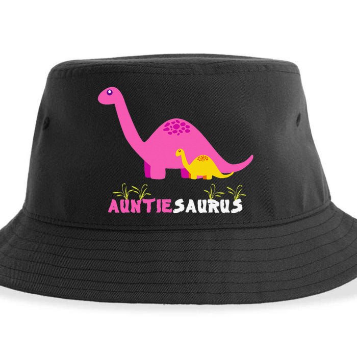 Auntiesaurus Cute Auntie Saurus Dinosaur Aunt Matching Sustainable Bucket Hat