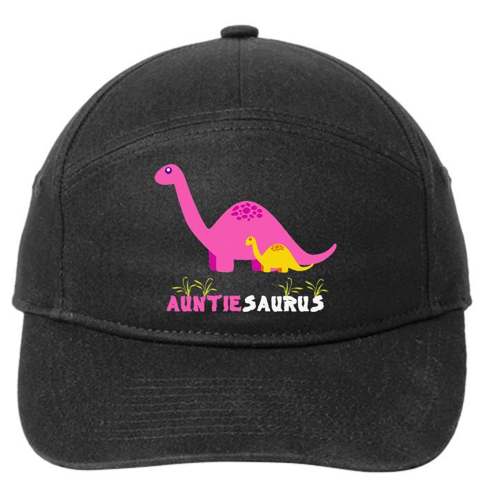 Auntiesaurus Cute Auntie Saurus Dinosaur Aunt Matching 7-Panel Snapback Hat