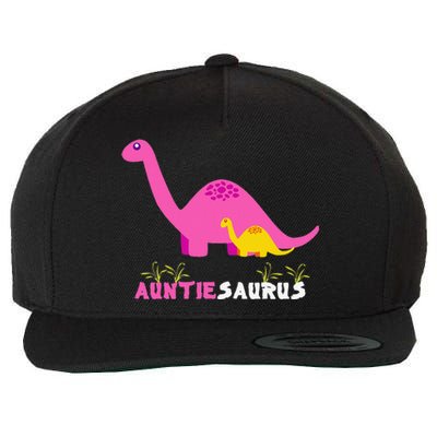 Auntiesaurus Cute Auntie Saurus Dinosaur Aunt Matching Wool Snapback Cap