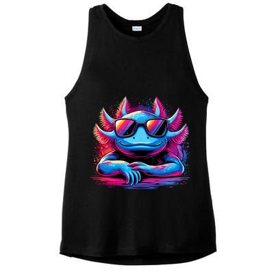 Axolotl Colorful Anime Cute Kawaii Axolotl Ladies PosiCharge Tri-Blend Wicking Tank