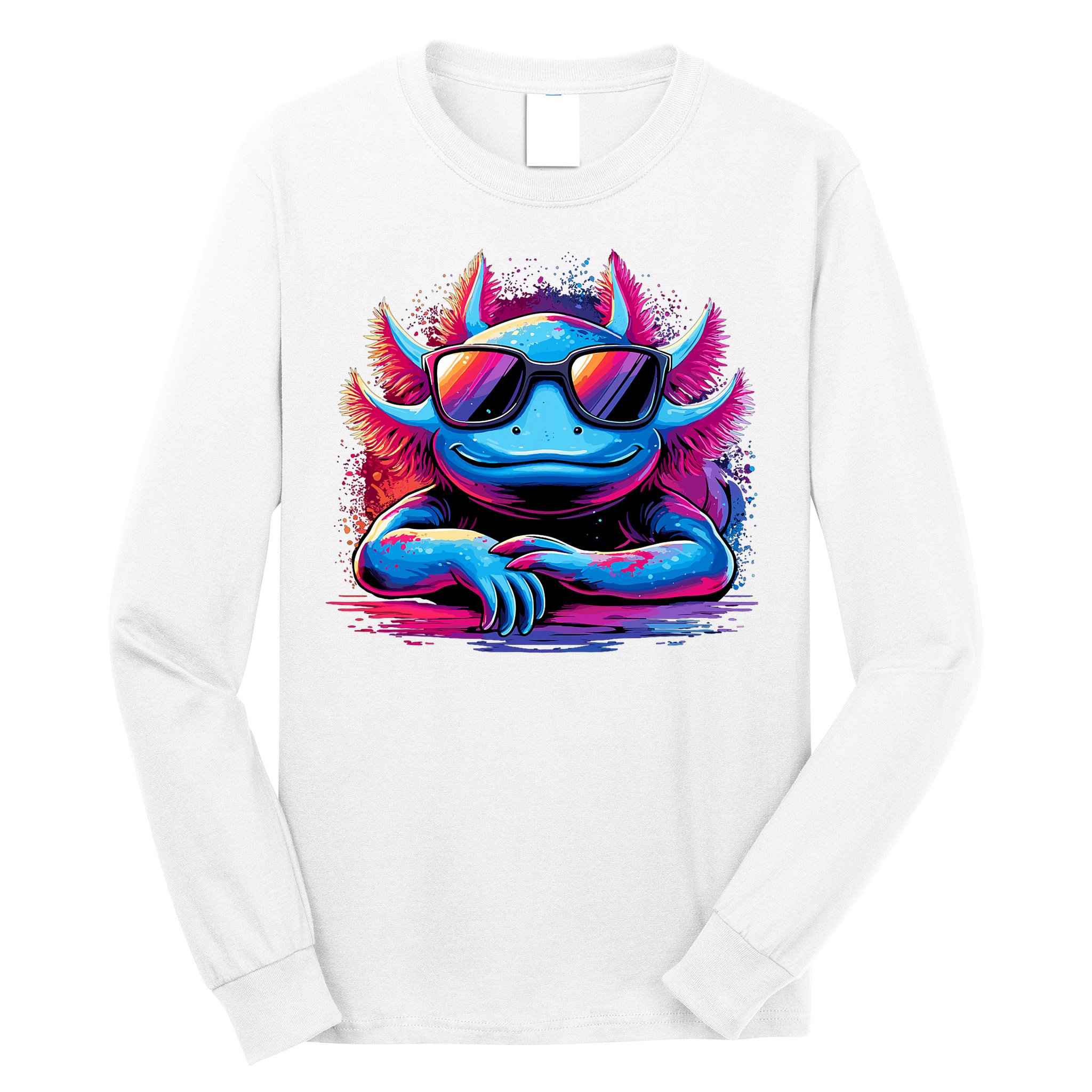 Axolotl Colorful Anime Cute Kawaii Axolotl Long Sleeve Shirt