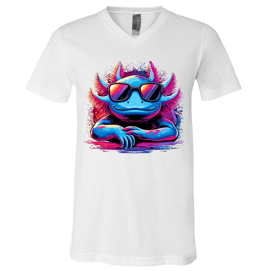 Axolotl Colorful Anime Cute Kawaii Axolotl V-Neck T-Shirt