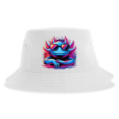 Axolotl Colorful Anime Cute Kawaii Axolotl Sustainable Bucket Hat