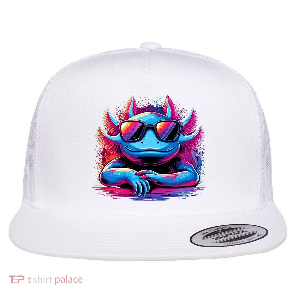 Axolotl Colorful Anime Cute Kawaii Axolotl Flatbill Hat