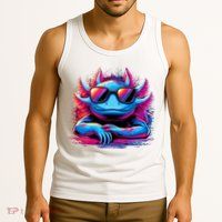 Axolotl Colorful Anime Cute Kawaii Axolotl Tank Top