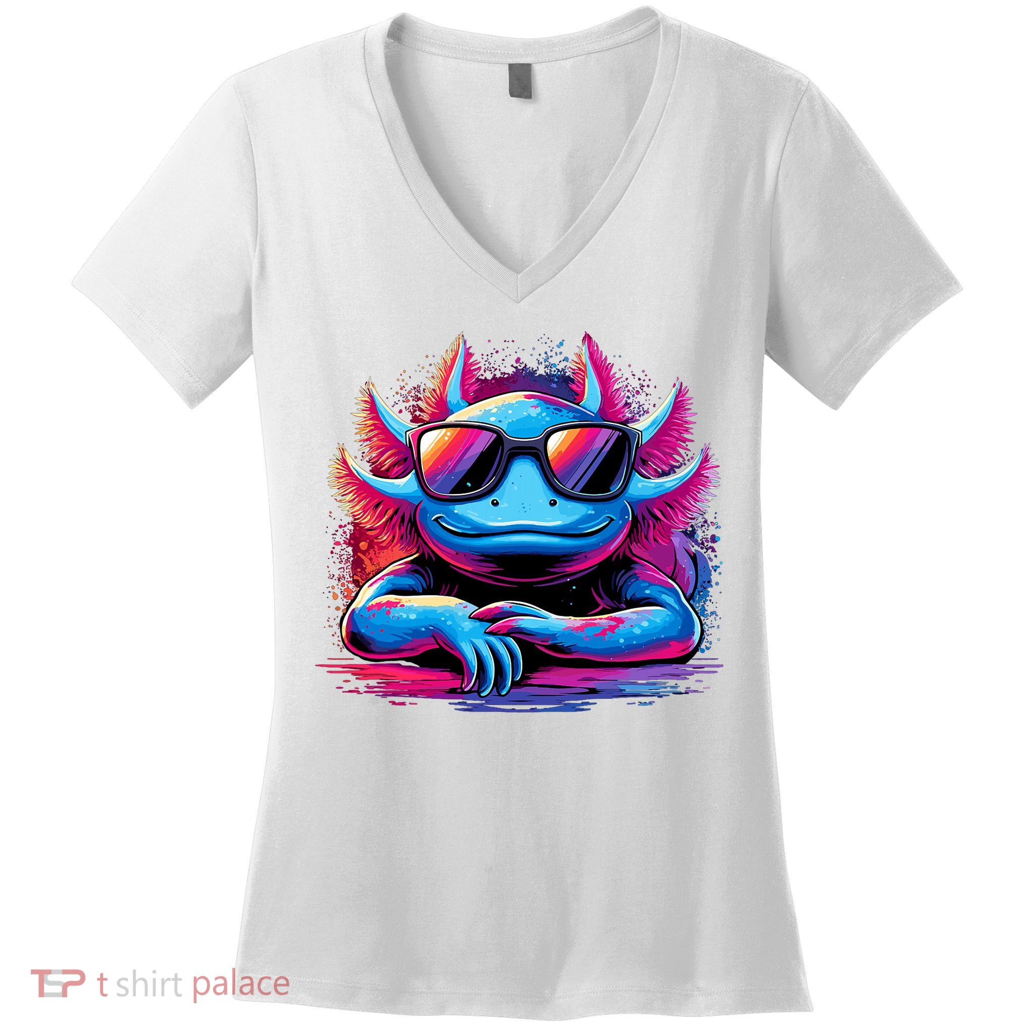 Axolotl Colorful Anime Cute Kawaii Axolotl Women's V-Neck T-Shirt