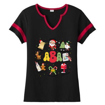 Aba Christmas Applied Behavior Analysis Aba Winter Xmas Ladies Halftime Notch Neck Tee