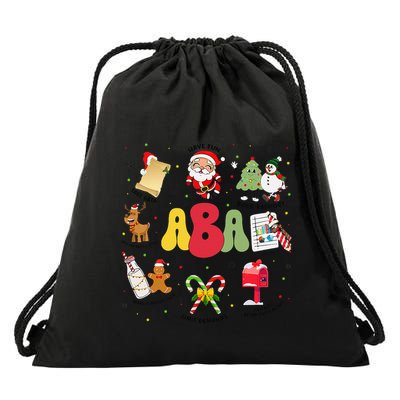 Aba Christmas Applied Behavior Analysis Aba Winter Xmas Drawstring Bag