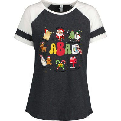 Aba Christmas Applied Behavior Analysis Aba Winter Xmas Enza Ladies Jersey Colorblock Tee