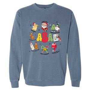 Aba Christmas Applied Behavior Analysis Aba Winter Xmas Garment-Dyed Sweatshirt