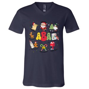 Aba Christmas Applied Behavior Analysis Aba Winter Xmas V-Neck T-Shirt