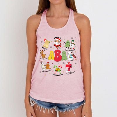 Aba Christmas Applied Behavior Analysis Aba Winter Xmas Women's Knotted Racerback Tank