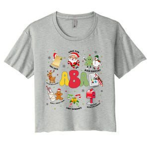 Aba Christmas Applied Behavior Analysis Aba Winter Xmas Women's Crop Top Tee