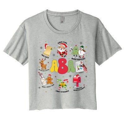 Aba Christmas Applied Behavior Analysis Aba Winter Xmas Women's Crop Top Tee