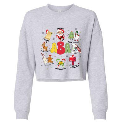 Aba Christmas Applied Behavior Analysis Aba Winter Xmas Cropped Pullover Crew