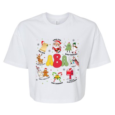 Aba Christmas Applied Behavior Analysis Aba Winter Xmas Bella+Canvas Jersey Crop Tee