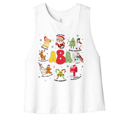 Aba Christmas Applied Behavior Analysis Aba Winter Xmas Women's Racerback Cropped Tank