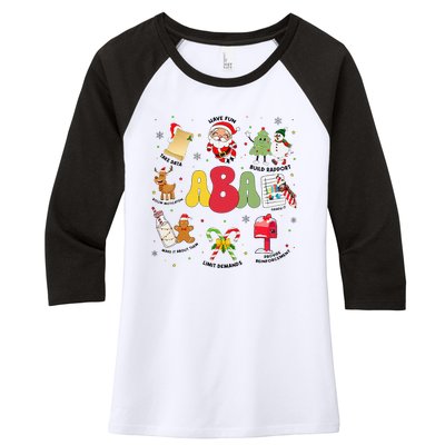 Aba Christmas Applied Behavior Analysis Aba Winter Xmas Women's Tri-Blend 3/4-Sleeve Raglan Shirt