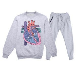 Anatomy Cardiologist Anatomical Heart Premium Crewneck Sweatsuit Set