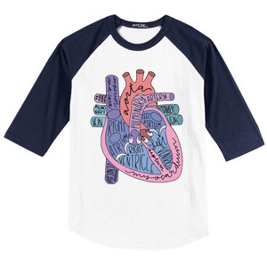 Anatomy Cardiologist Anatomical Heart Baseball Sleeve Shirt