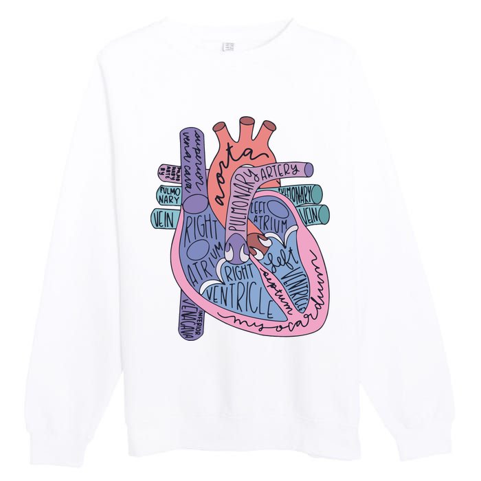 Anatomy Cardiologist Anatomical Heart Premium Crewneck Sweatshirt