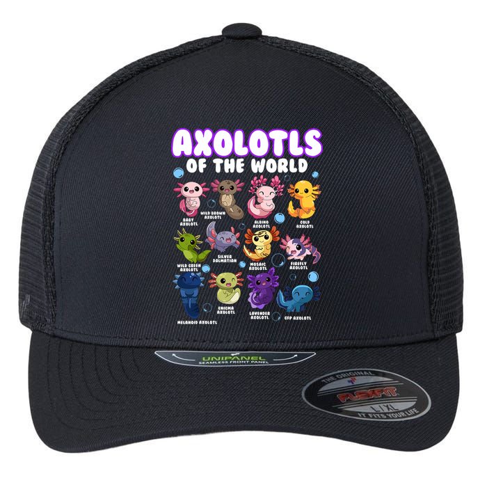 Axolotl Cute Axolotls Animals Of The World Herpetology 2 Flexfit Unipanel Trucker Cap