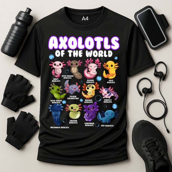 Axolotl Cute Axolotls Animals Of The World Herpetology 2 Cooling Performance Crew T-Shirt