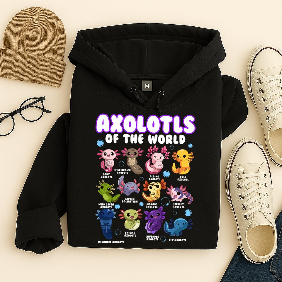 Axolotl Cute Axolotls Animals Of The World Herpetology 2 Hoodie