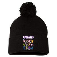 Axolotl Cute Axolotls Animals Of The World Herpetology 2 Pom Pom 12in Knit Beanie