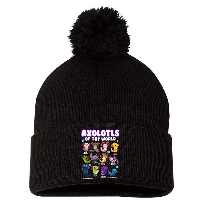 Axolotl Cute Axolotls Animals Of The World Herpetology 2 Pom Pom 12in Knit Beanie