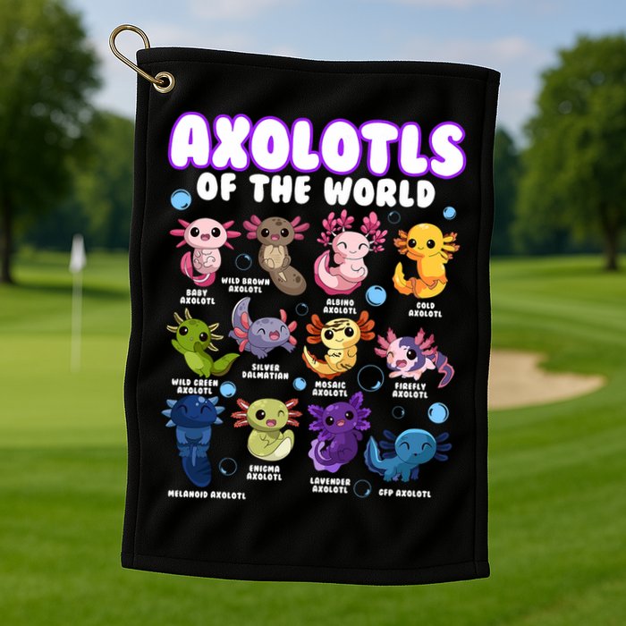 Axolotl Cute Axolotls Animals Of The World Herpetology 2 Golf Towel