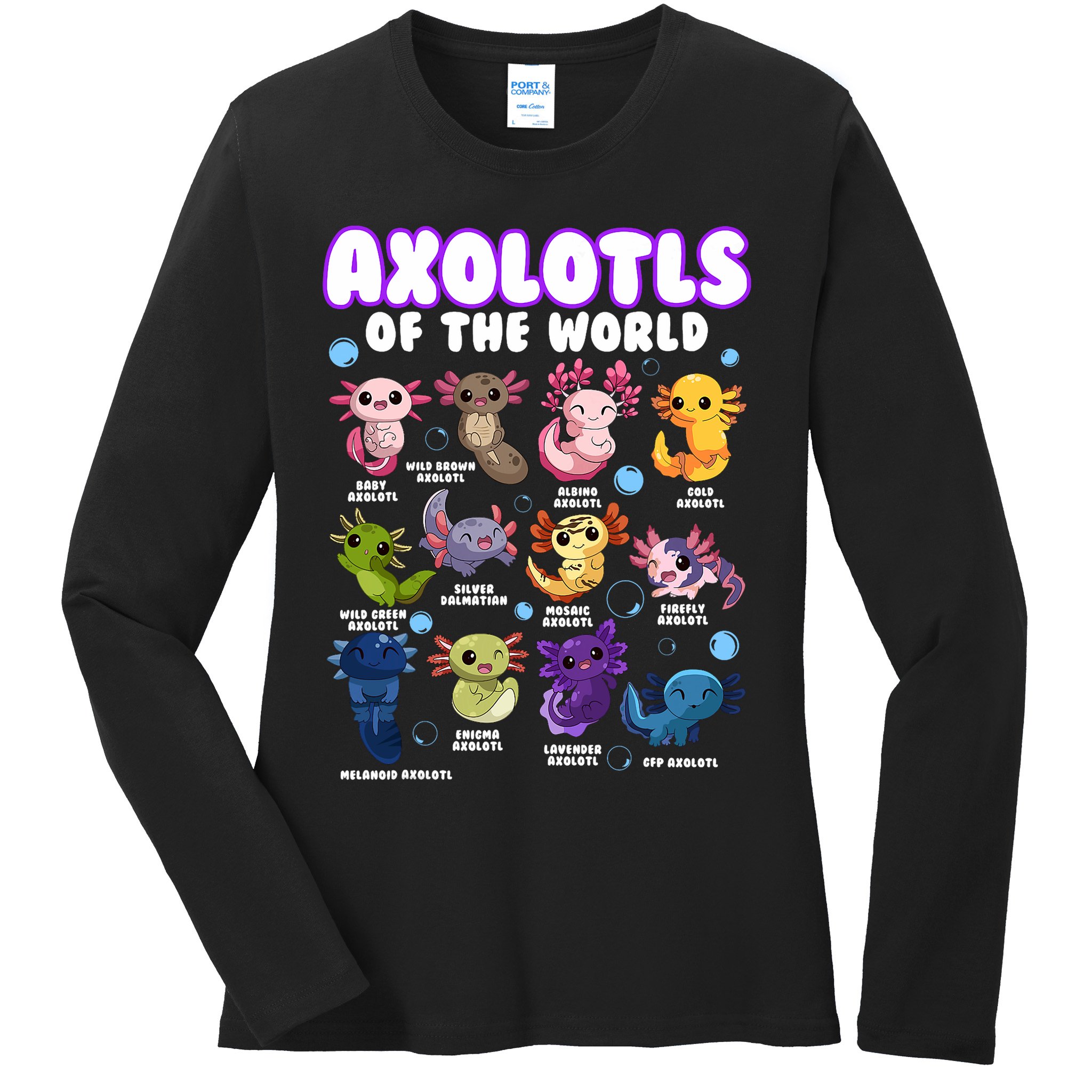 Axolotl Cute Axolotls Animals Of The World Herpetology 2 Ladies Long Sleeve Shirt
