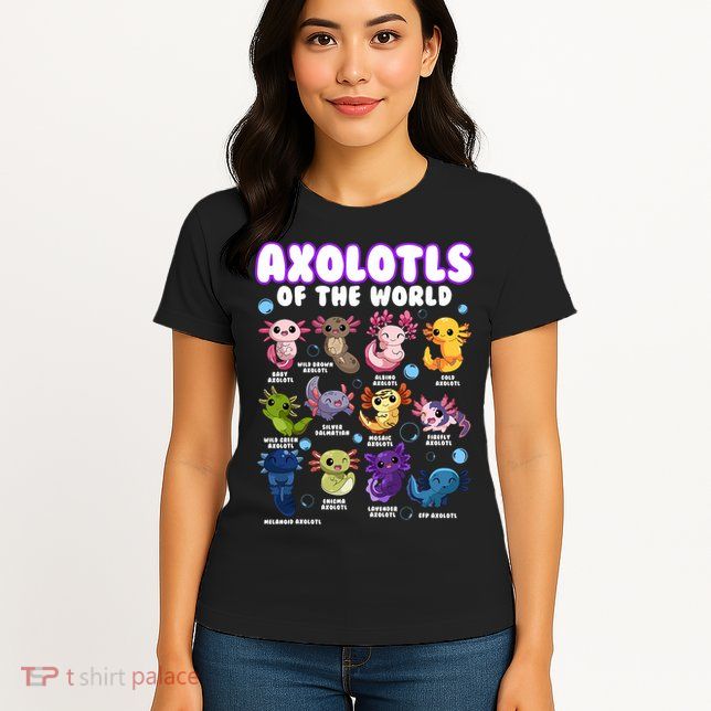 Axolotl Cute Axolotls Animals Of The World Herpetology 2 Womens T-Shirt