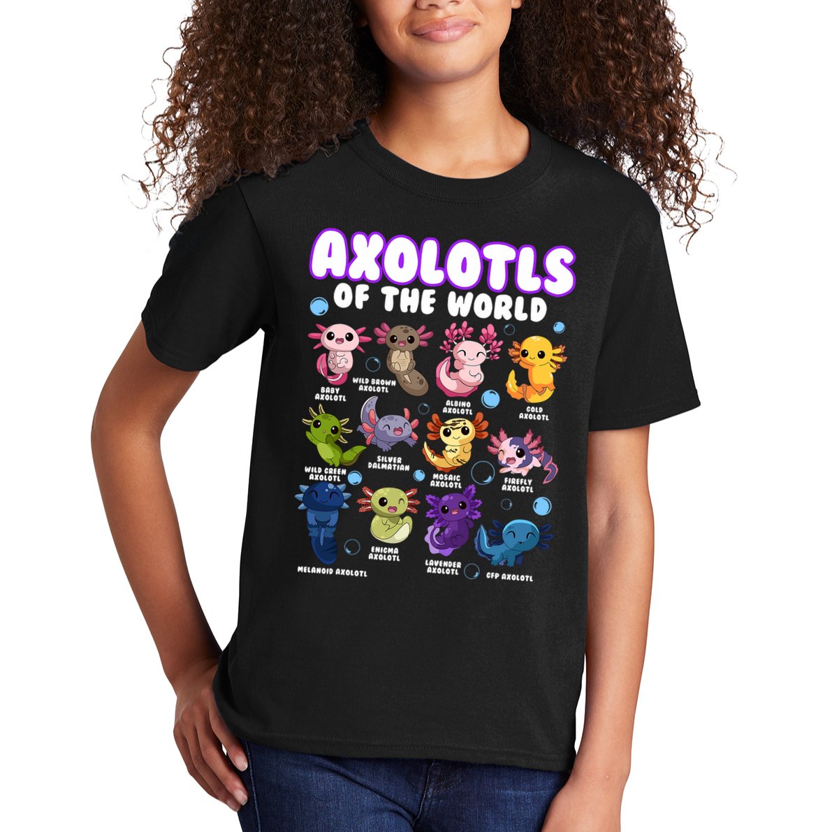 Axolotl Cute Axolotls Animals Of The World Herpetology 2 Kids T-Shirt