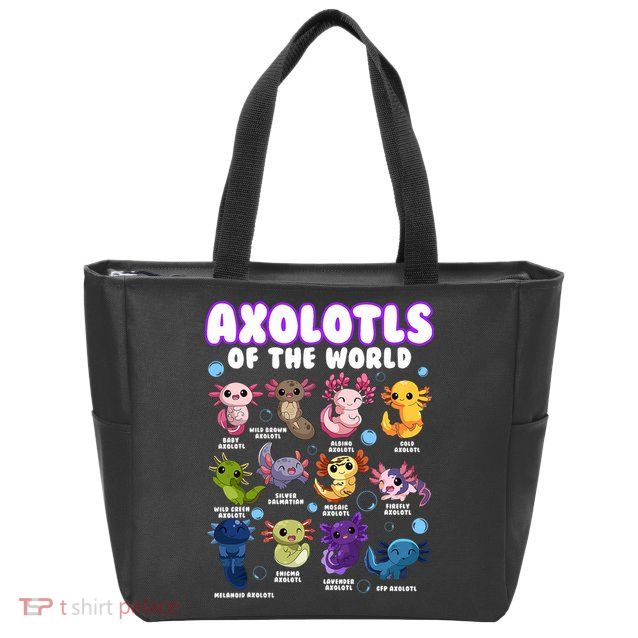 Axolotl Cute Axolotls Animals Of The World Herpetology 2 Zip Tote Bag